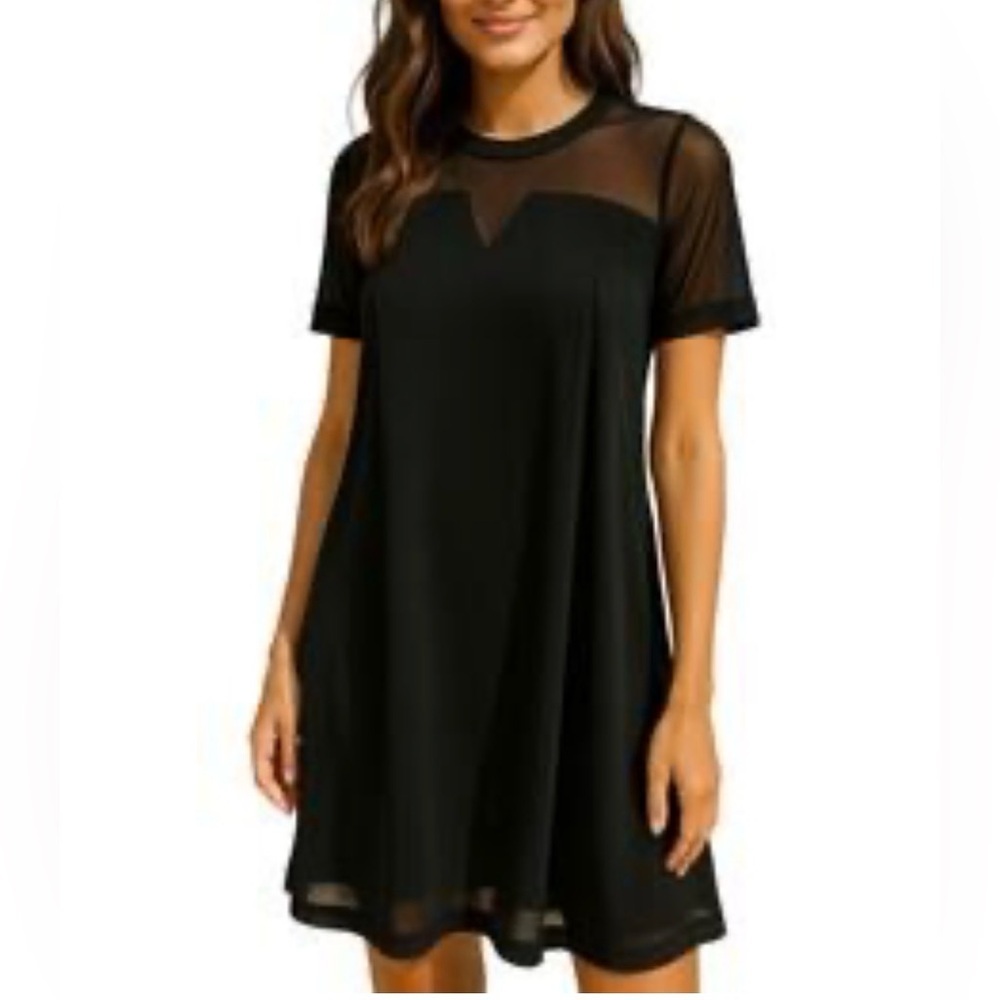 BCBGENERATION NWT black mesh overlay dress, XS